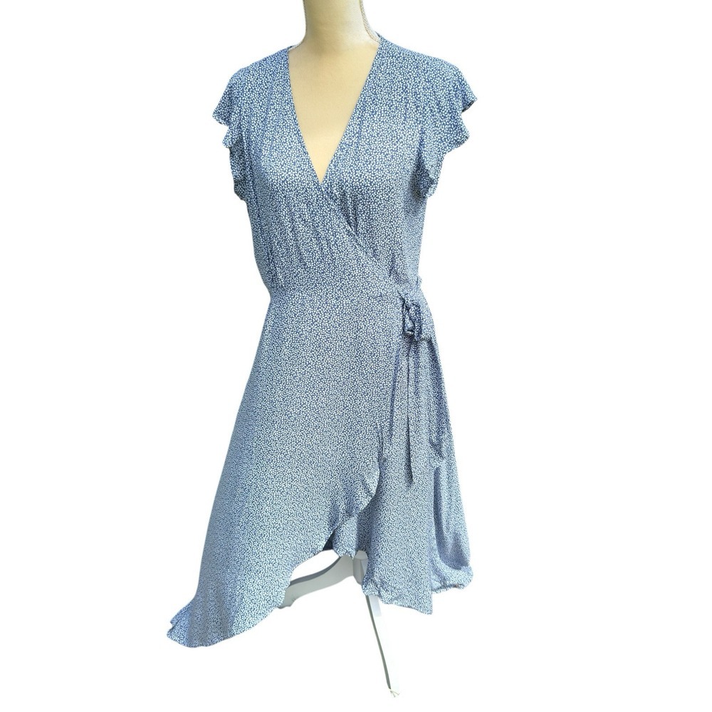 Zaberry Dress Womens Medium Wrap Dress Floral Maxi Cottagecore Ruffle Prairie